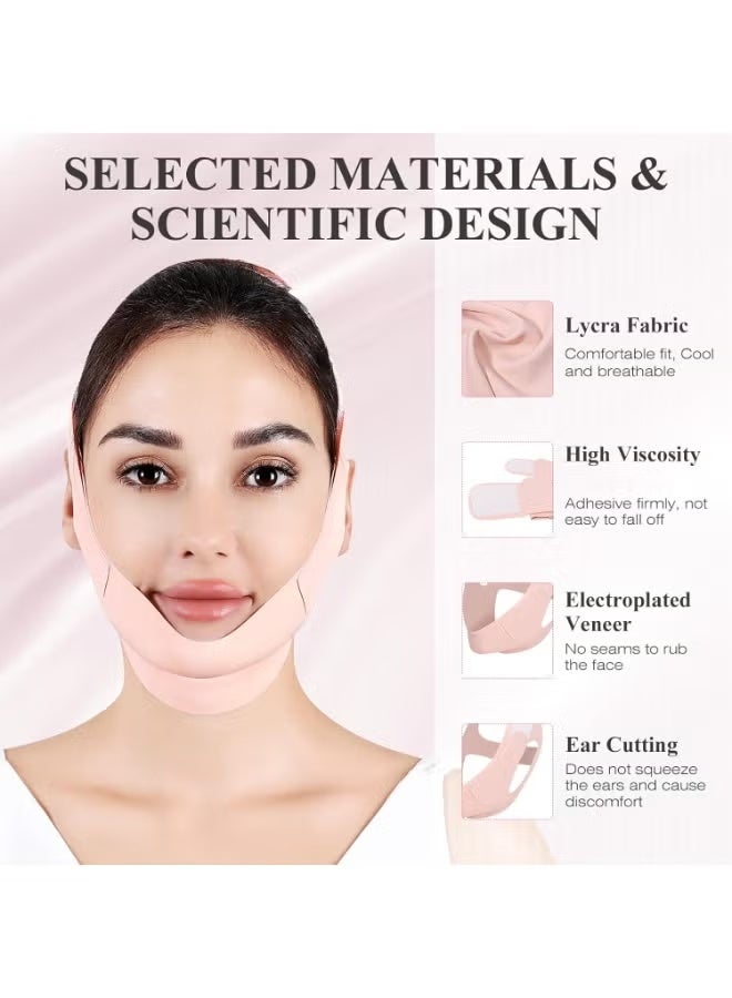 Soft & Adjustable Sleeping Chin Strap - Dual-Action for Jawline Shaping and Snoring Relief, Comfortable Night Wear for Enhanced Sleep & Contour (Pink) - Image 4